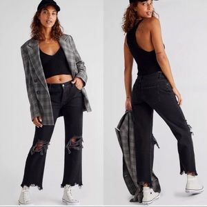 Free People Black Straight Leg Jeans